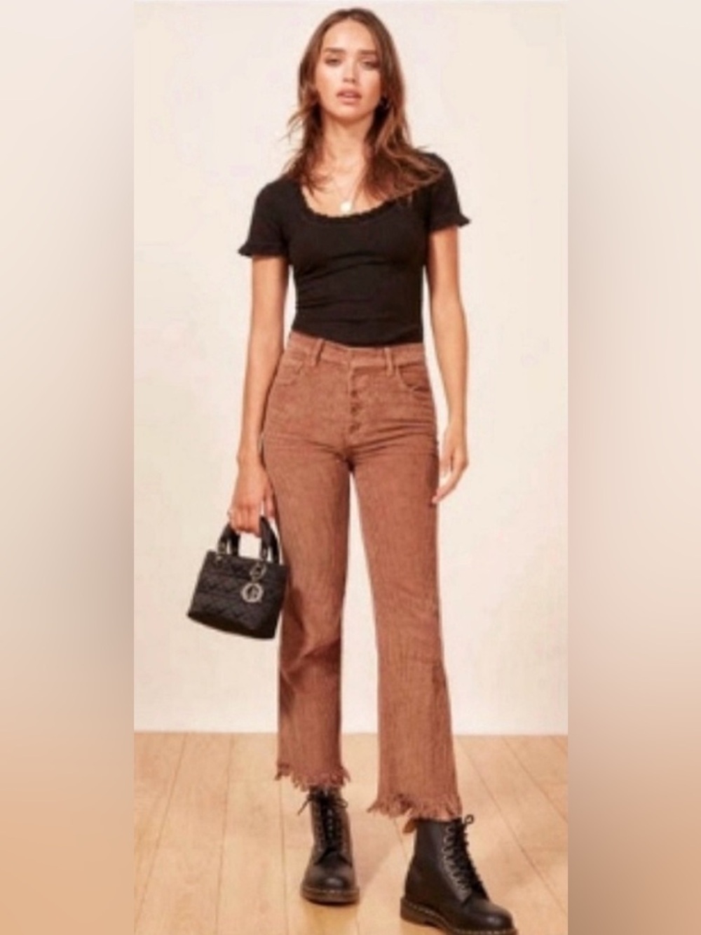 Reformation Jessie Corduroy Jeans With Frayed Hem